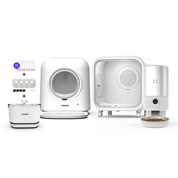 Xenon Smart Akıllı Otomatik Kedi Tuvaleti Evcil Hayvan Kurutma Makinesi Premium 6'lı Pet Ürünleri Seti