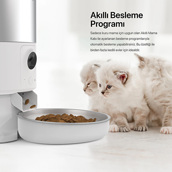 Xenon Smart Akıllı 5LT Çelik Hazneli Mama Kabı Otomatik Şarj Edilebilir Bataryalı Su Pınarı ve Yedek Filtre 3'lü Pet Seti
