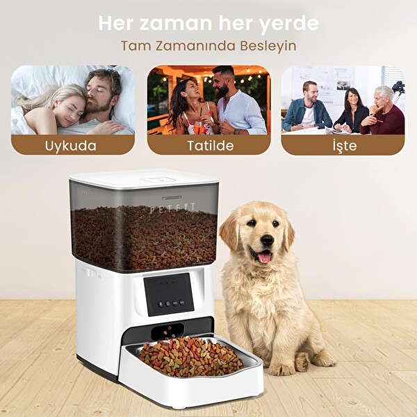 Petfit Elevate X 4L Wi-Fi Akıllı Otomatik Kedi Köpek Mama Kabı Besleme Ünitesi (Sesli Komut-Çelik Kase-APP Kontrol)