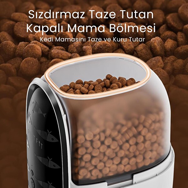 Petfit Meow Pure 3L Wi-Fi Kameralı Akıllı Otomatik Kedi Köpek Mama Kabı Besleme Ünitesi Sesli Komut-Çelik Kase-APP