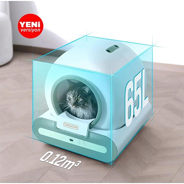 Groove Ti+ 65L Wi-Fi Otomatik Akıllı Kedi Tuvaleti Kahverengi Ultra Sessiz-APP KontrolAkıllı Sensör-UV Filtre