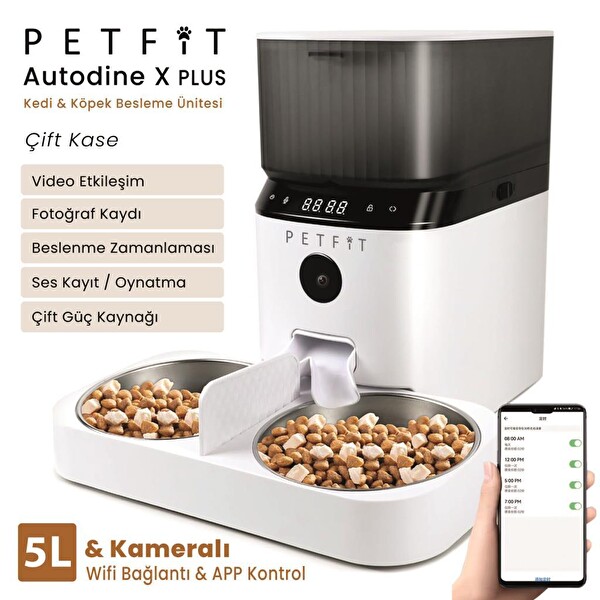 Groove Q-Clean Otomatik Kedi Tuvaleti Gri - Petfit Aqua Flow Akıllı Su Pınarı - Petfit AutoDine X Plus Otomatik Mama Kabı