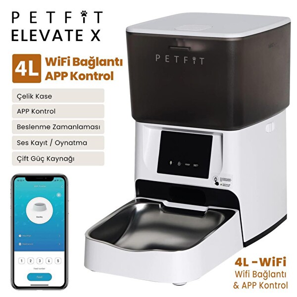 Groove Q-Clean Otomatik Kedi Tuvaleti Gri - Petfit Aqua Flow Akıllı Su Pınarı - Petfit Elevate X Otomatik Mama Kabı