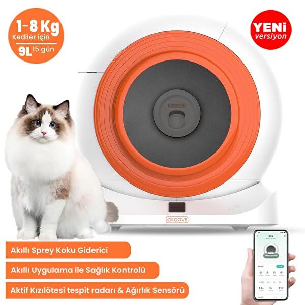 Groove Q-Clean Wi-Fi Otomatik Kedi Tuvaleti Turuncu - Petfit AutoDine X 5L Wi-Fi Kameralı Akıllı Otomatik Mama Kabı