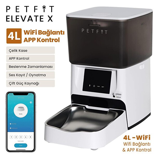 Groove Ti+ Wi-Fi Otomatik Kedi Tuvaleti Kahverengi - Petfit Elevate X 4L Wi-Fi Akıllı Otomatik Mama Kabı
