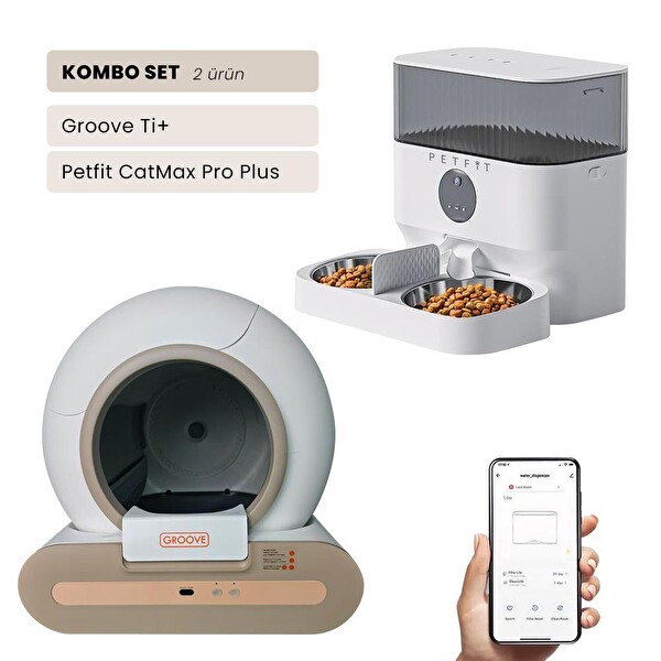 Ti+ WiFi Akıllı Otomatik Kedi Tuvaleti Petfit CatMax Pro Plus 5L WiFiKameralı Akıllı Otomatik Mama Kabı