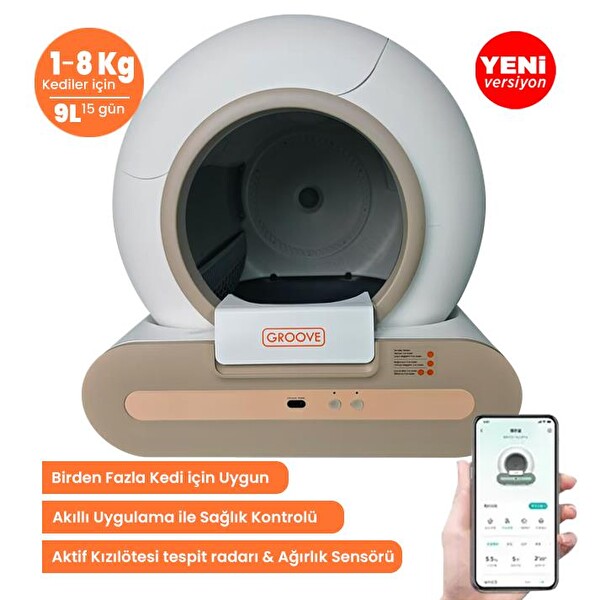 Groove Ti+ WiFi Akıllı Otomatik Kedi Tuvaleti Petfit CatMax Pro Plus 5L WiFiKameralı Akıllı Otomatik Mama Kabı