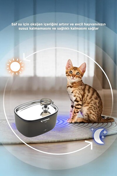 Torima TPD-01 Siyah Otomatik Filtreli Kedi Köpek Su Pınarı Ultra Sessiz Su Şelalesi