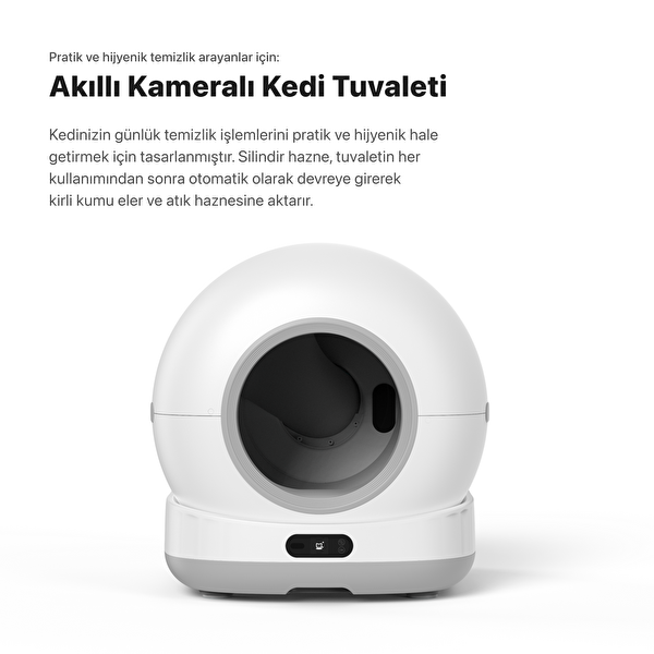 Xenon Smart Akıllı Kameralı Kedi Tuvaleti Çelik Kaseli 4 LT Mama Kabı Akıllı Su Pınarı ve Filtre 4'lü Pet Seti
