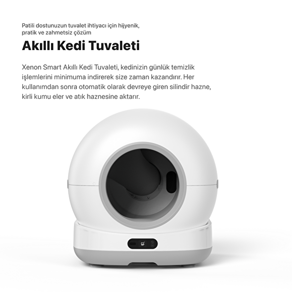 Xenon Smart Akıllı Kamerasız Kedi Tuvaleti Çelik Kaseli 4 LT Mama Kabı Akıllı Su Pınarı ve Filtre 4'lü Pet Seti