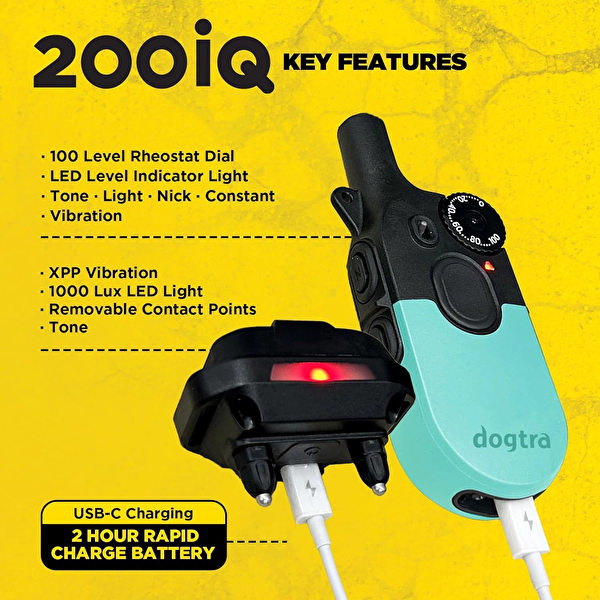 Dogtra 200iQ Uzaktan Eğitim E-Tasması 4.5+ KG Köpekler - Turkuaz