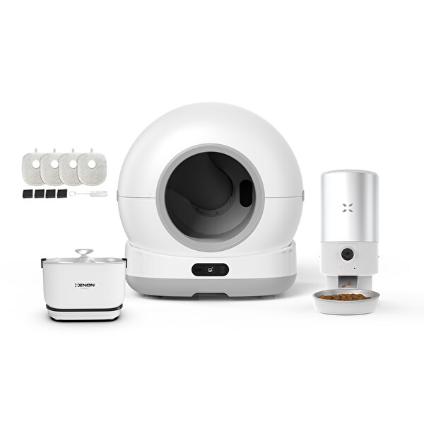 Akıllı Kamerasız Kedi Tuvaleti Çelik Kase 5 LT Mama Kabı Bataryalı Su Pınarı ve Filtre 4'lü Pet Seti