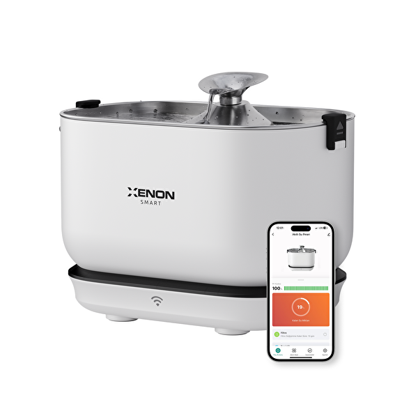 Xenon Smart Akıllı Kedi Tuvaleti 4 LT Hazneli Mama Kabı Akıllı Bataryalı Su Pınarı ve Yedek Filtre Pet Seti