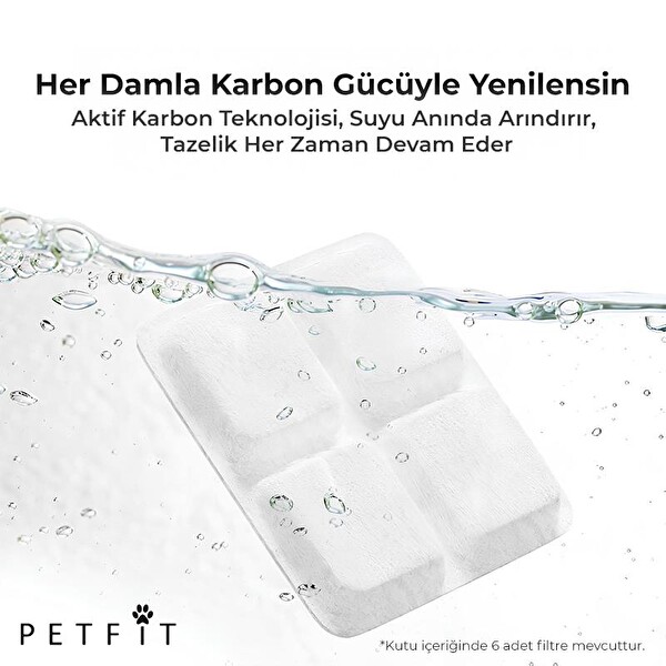 Petfit Aqua Flow 4L Akıllı Otomatik Kedi Köpek Su Pınarı Şelalesi İçin Filtre - 6 Adet