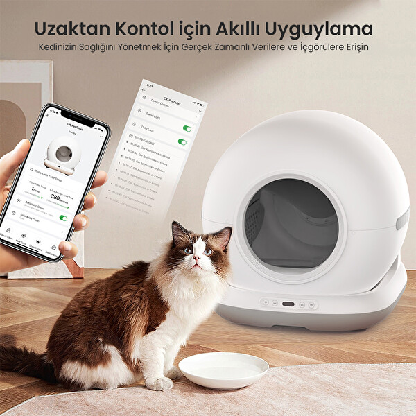 Haustier Akıllı Otomatik Kedi Tuvaleti Akıllı Mama Kabı 2'li Set CB001G-QQ005B