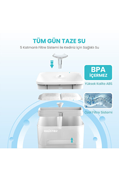 Haustier WF004 Akıllı Kedi Su Sebili - UV Su Filtrelemeli Smart Wifi APP