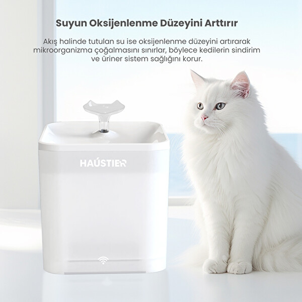 Haustier WF004 Akıllı Kedi Su Sebili - UV Su Filtrelemeli Smart Wifi APP
