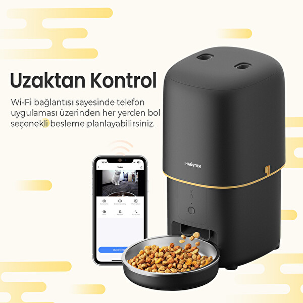 Haustier PF02 Akıllı Kedi Köpek Otomatik Mama Kabı Siyah