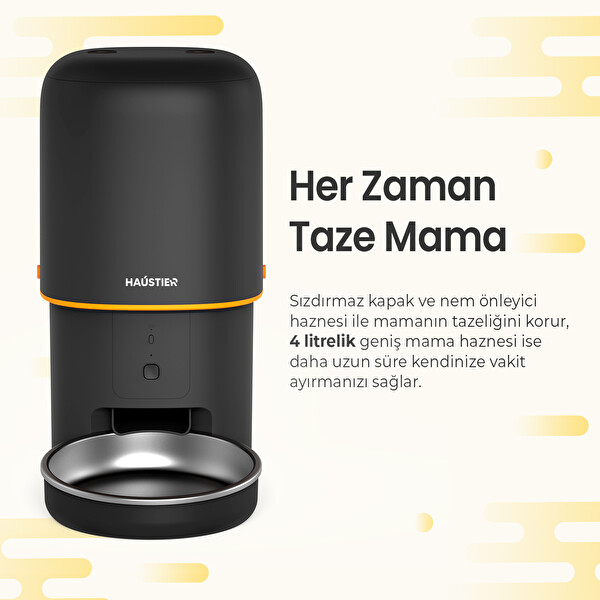 Haustier PF02 Akıllı Kedi Köpek Otomatik Mama Kabı Siyah