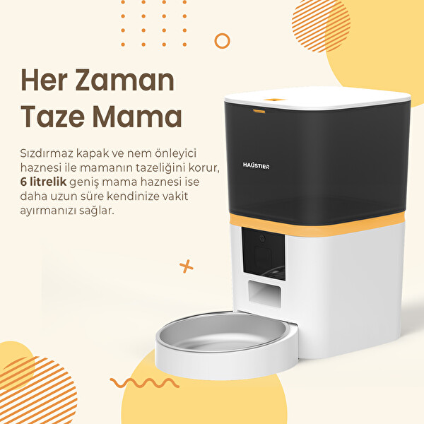 Haustier QQ003 Akıllı Kedi Köpek Otomatik Mama Kabı Beyaz