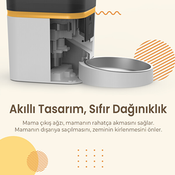 Haustier QQ003 Akıllı Kedi Köpek Otomatik Mama Kabı Beyaz
