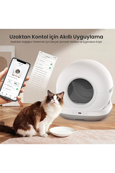 Haustier CB001 Akıllı Otomatik Kedi Tuvaleti - 75 L Hazneli 45 Adet Çöp Torbası - Elekli Paspas