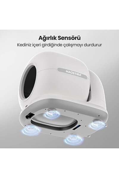 Haustier CB001 Akıllı Otomatik Kedi Tuvaleti - 75 L Hazneli 45 Adet Çöp Torbası - Elekli Paspas