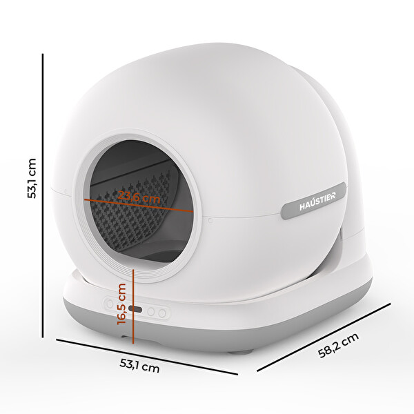 Haustier CB001 Akıllı Otomatik Kedi Tuvaleti - 75 L Hazneli 45 Adet Çöp Torbası - Elekli Paspas