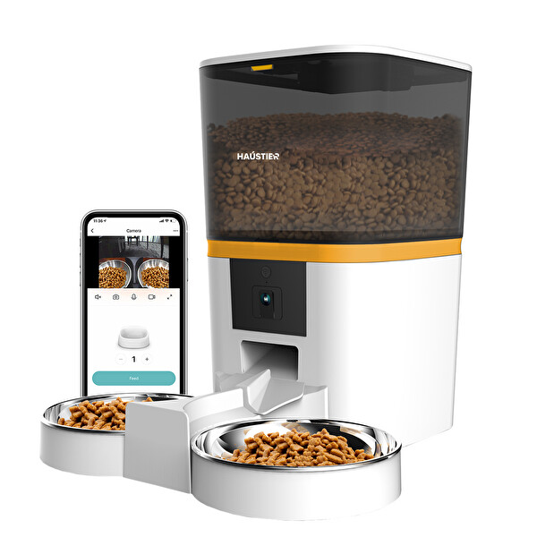 Haustier QQ005-Dual Kameralı Akıllı Otomatik Kedi Mama Kabı Beyaz