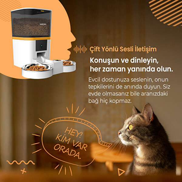 Haustier QQ005-Dual Kameralı Akıllı Otomatik Kedi Mama Kabı Beyaz