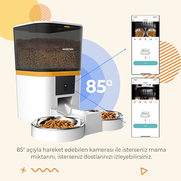 Haustier QQ005-Dual Kameralı Akıllı Otomatik Kedi Mama Kabı Beyaz