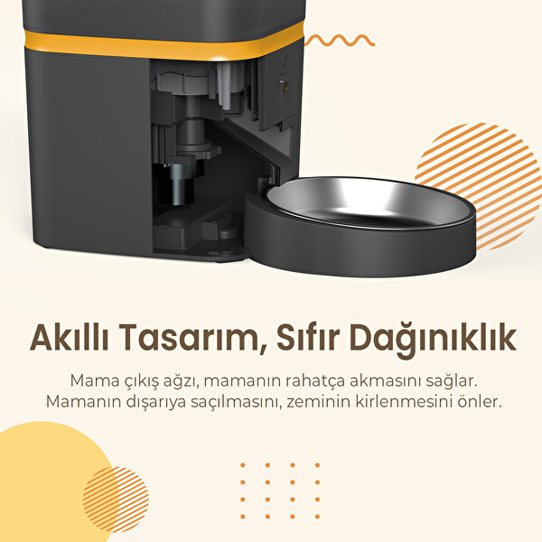 Haustier QQ005 Kameralı Akıllı Kedi Köpek Otomatik Mama Kabı Siyah
