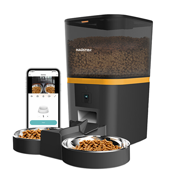 Haustier QQ005-Dual Kameralı Akıllı Otomatik Kedi Mama Kabı Siyah