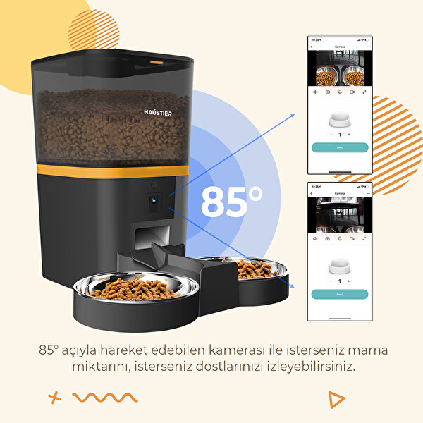 Haustier QQ005-Dual Kameralı Akıllı Otomatik Kedi Mama Kabı Siyah