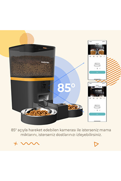 Haustier QQ009DS-WF009L-W Akıllı Mama Kabı Ve Kameralı Çelik Kedi Su Sebili 2'li Set