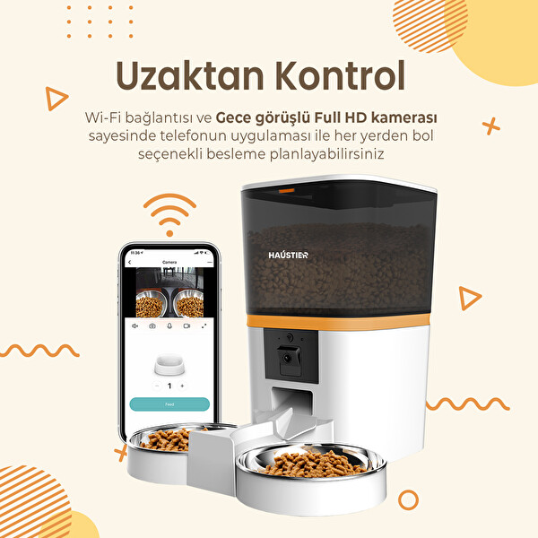 Haustier QQ009-Dual FHD Kameralı Akıllı Otomatik Kedi Mama Kabı Beyaz (Türkiye Garantili)