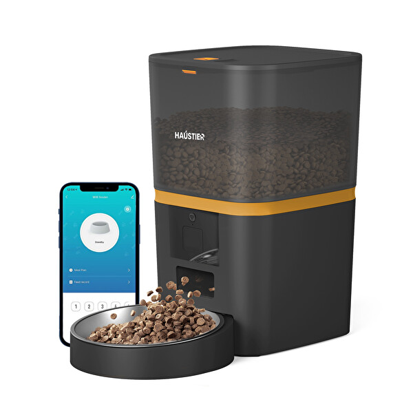 Haustier QQ003 Akıllı Kedi Köpek Otomatik Mama Kabı APP Kontrol Siyah (Türkiye Garantili)
