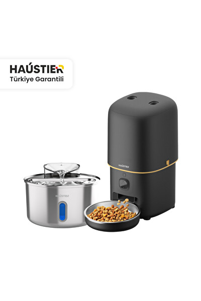 Haustier Akıllı Mama Kabı - Kedi Su Sebili 2'li Kameralı Set ( PF05S - WF009L-W )