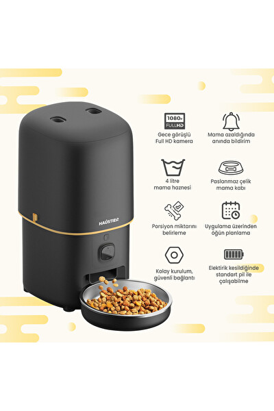 Haustier Akıllı Mama Kabı - Kedi Su Sebili 2'li Kameralı Set ( PF05S - WF009L-W )