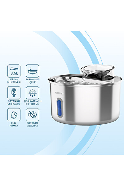 Haustier Akıllı Mama Kabı - Kedi Su Sebili 2'li Kameralı Set ( PF05S - WF009L-W )