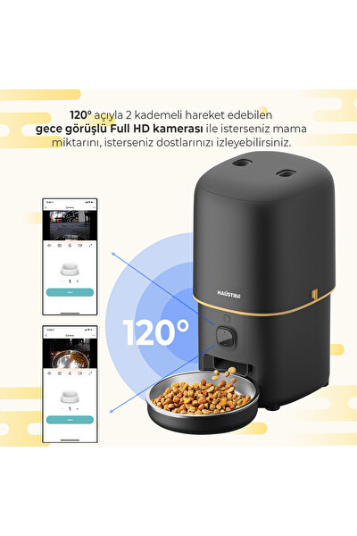 Haustier Akıllı Mama Kabı - Kedi Su Sebili 2'li Kameralı Set ( PF05S - WF009L-W )