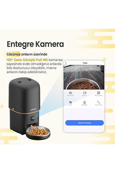 Haustier Akıllı Mama Kabı - Kedi Su Sebili 2'li Kameralı Set ( PF05S - WF009L-W )