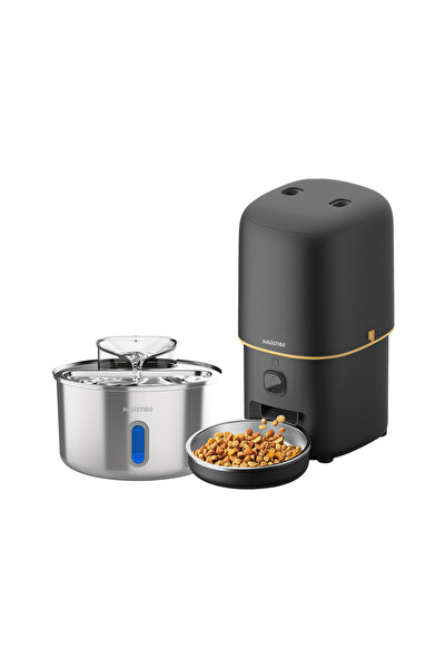 Haustier Akıllı Mama Kabı - Kedi Su Sebili 2'li Kameralı Set ( PF05S - WF009L-W )