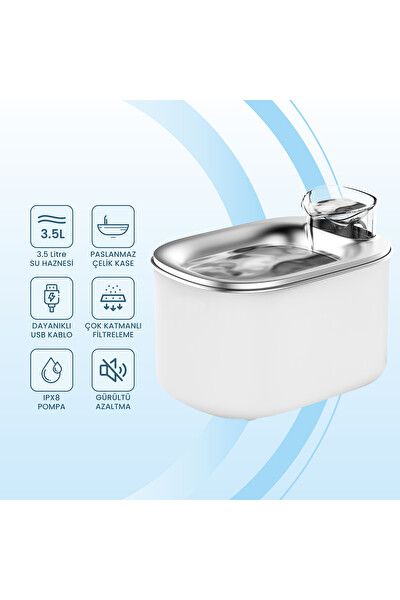 Haustier Akıllı Otomatik Kedi Tuvaleti - Akıllı Mama Kabı - Kedi Su Sebili 3'lü Set (CB002G - QQ005B - WF007L)