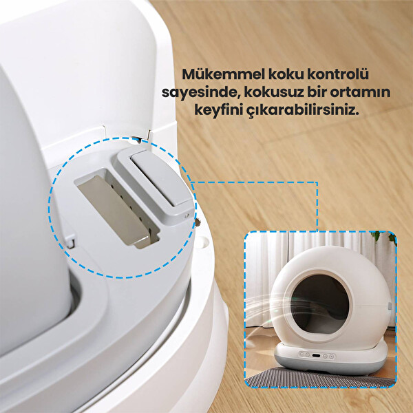 Haustier Akıllı Otomatik Kedi Tuvaleti - Akıllı Mama Kabı - Kedi Su Sebili 3'lü Set (CB002G - QQ005B - WF007L)