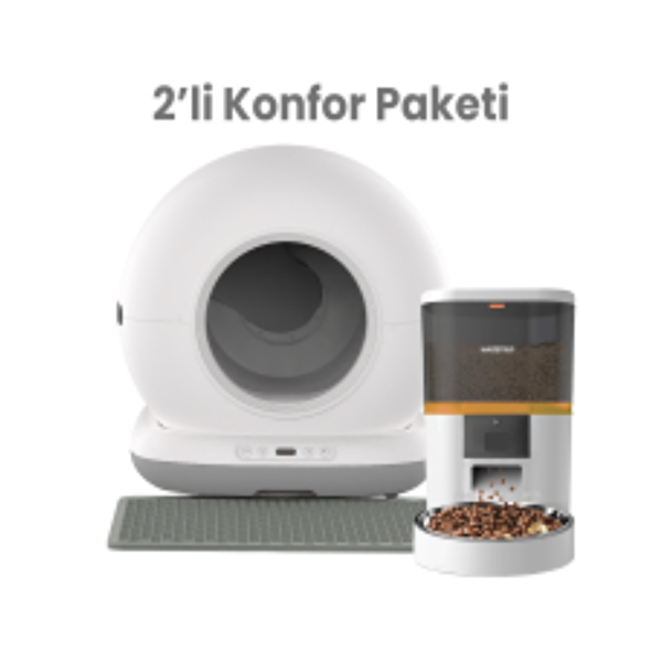 Haustier Akıllı Otomatik Kedi Tuvaleti - Akıllı Mama Kabı 2'li Set ( CB001G - QQ003B )