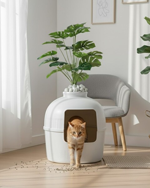 Reyo Dekorapet Dekoratif Kedi Tuvaleti - Beyaz