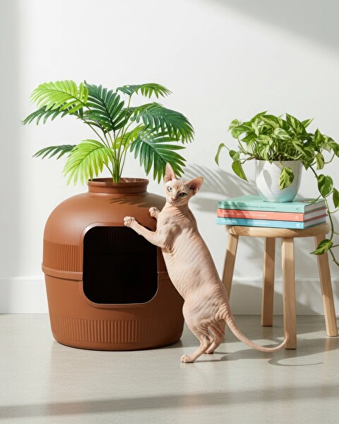 Reyo Dekorapet Dekoratif Kedi Tuvaleti - Kahverengi