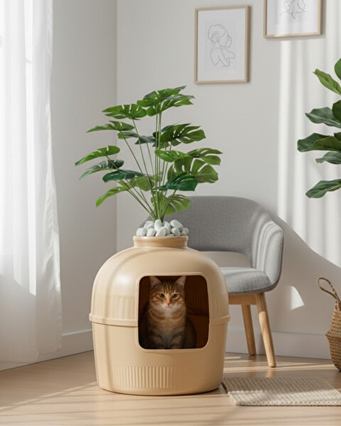 Reyo Dekorapet Dekoratif Kedi Tuvaleti - Latte