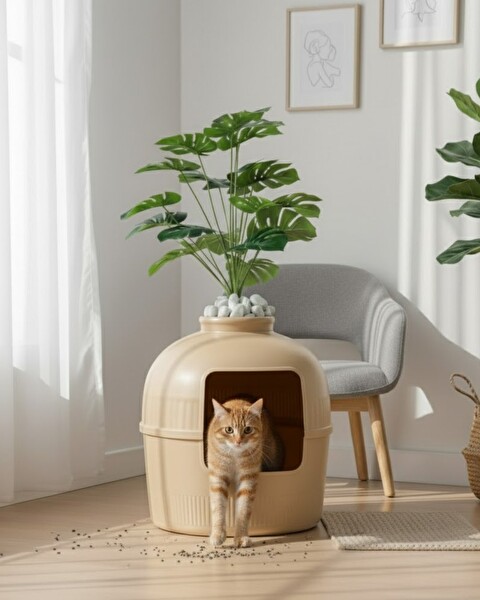 Reyo Dekorapet Dekoratif Kedi Tuvaleti - Latte